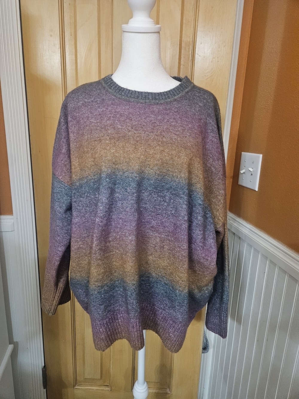 Old Navy Ombre Striped Crewneck Sweater in Pink, Brown, Blue